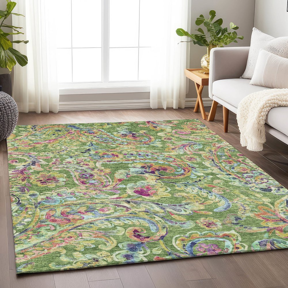 Premium Machine Washable Mayfield AMF834 Fern 5' x 7'6" Rug. Picture 6