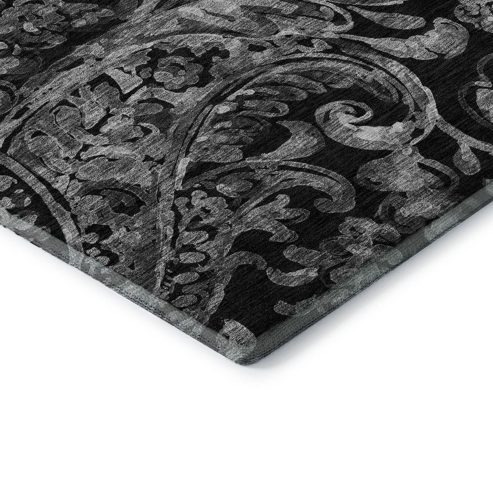 Premium Machine Washable Mayfield AMF835 Black 2'6" x 3'10" Rug. Picture 3