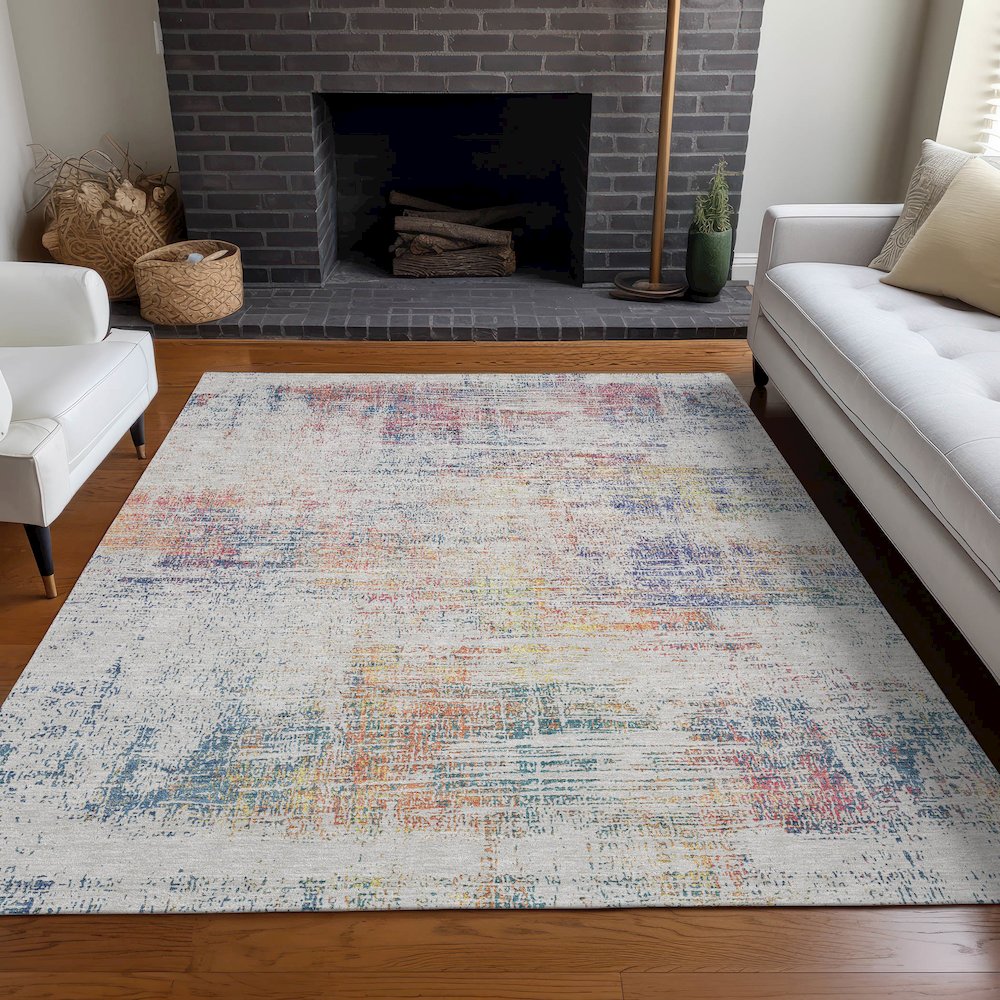 Premium Machine Washable Mayfield AMF838 Ivory 5' x 7'6" Rug. Picture 5