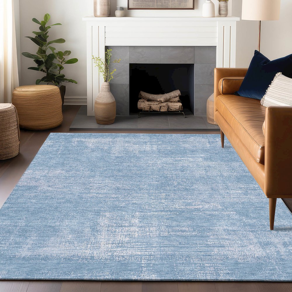 Premium Machine Washable Mayfield AMF839 Blue 5' x 7'6" Rug. Picture 6
