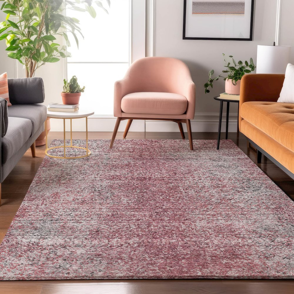 Premium Machine Washable Mayfield AMF840 Merlot 5' x 7'6" Rug. Picture 5