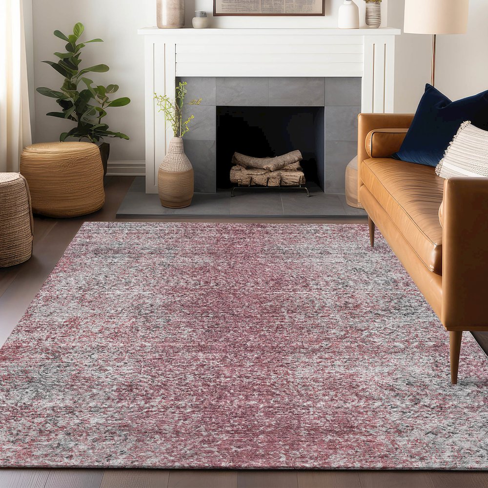 Premium Machine Washable Mayfield AMF840 Merlot 5' x 7'6" Rug. Picture 6