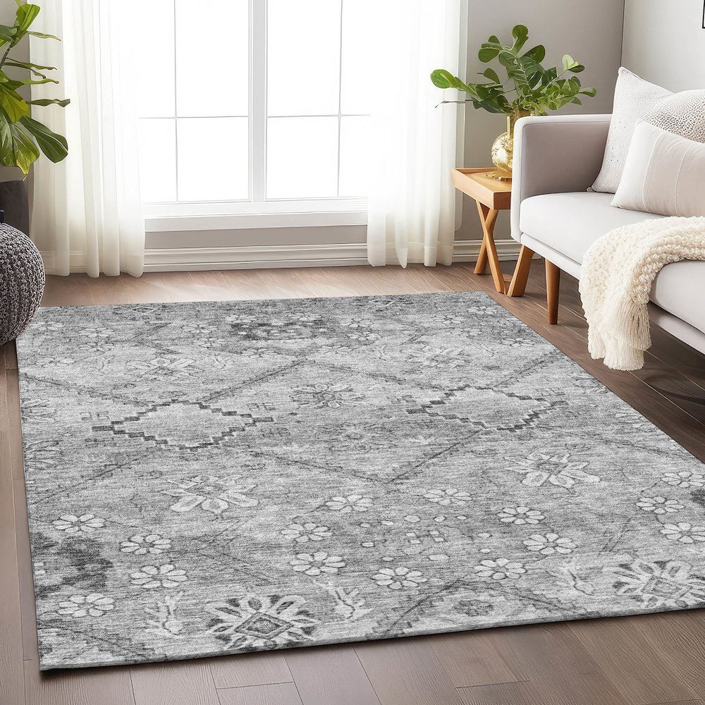 Premium Machine Washable Mayfield AMF841 Gray 5' x 7'6" Rug. Picture 6