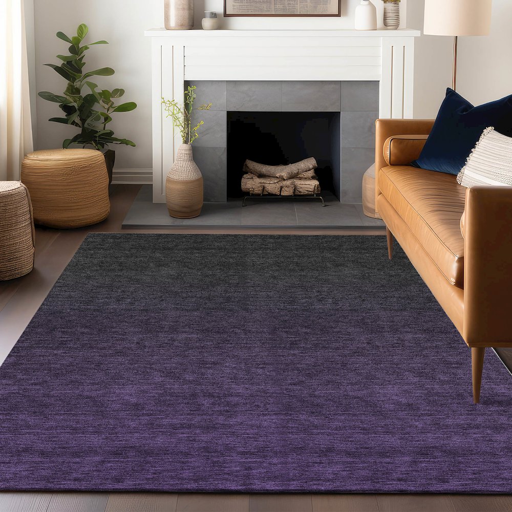 Premium Machine Washable Mayfield AMF844 Eggplant 5' x 7'6" Rug. Picture 6