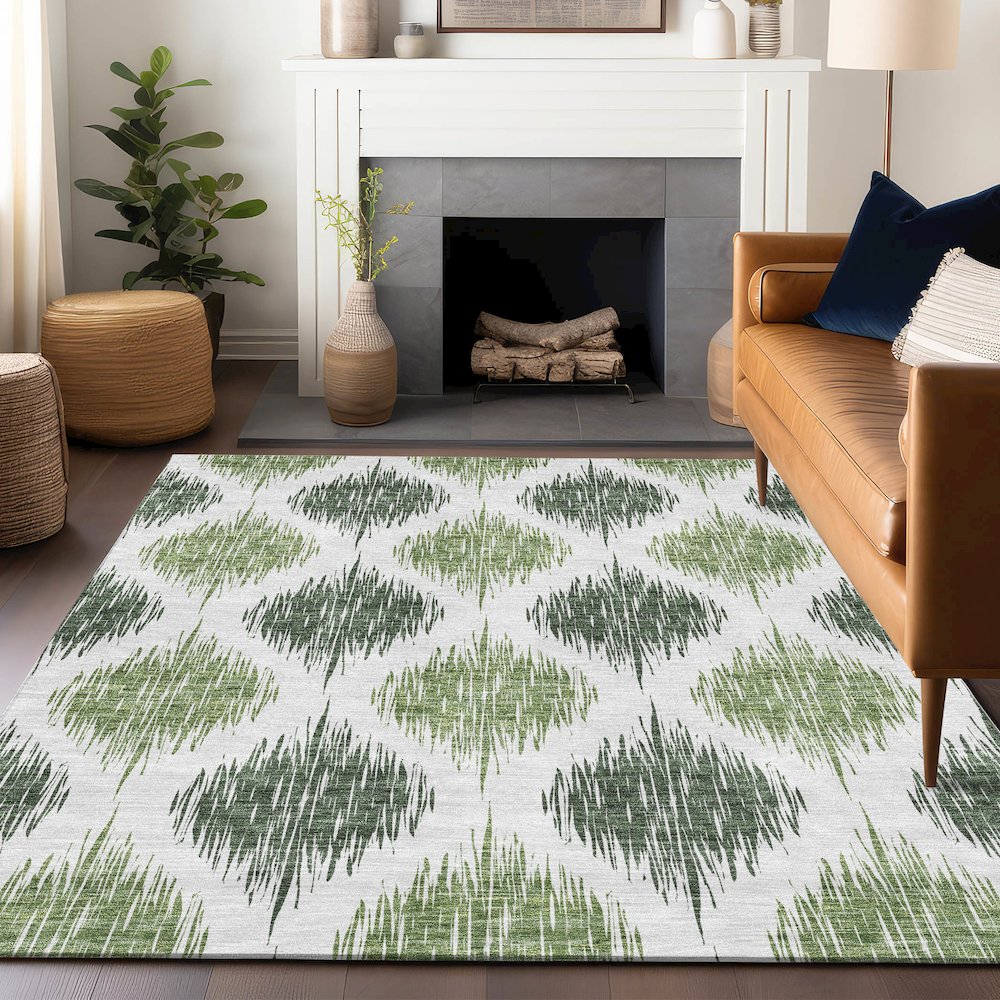 Premium Machine Washable Mayfield AMF848 Fern 5' x 7'6" Rug. Picture 6