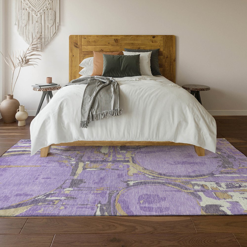 Premium Machine Washable Mayfield AMF855 Lavender 5' x 7'6" Rug. Picture 6