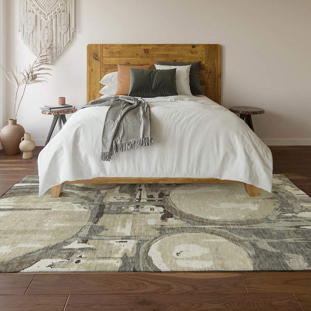 Premium Machine Washable Mayfield AMF855 Tan 5' x 7'6" Rug. Picture 6