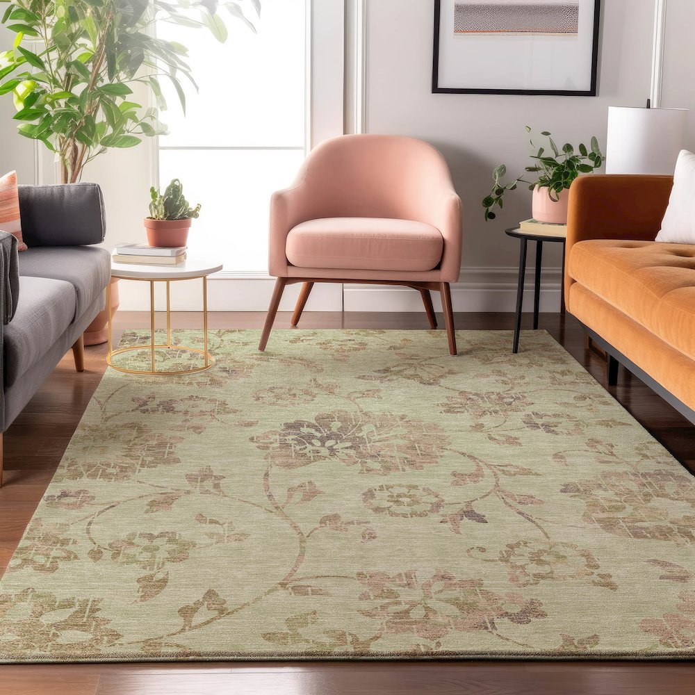 Premium Machine Washable Mayfield AMF856 Aloe 5' x 7'6" Rug. Picture 5