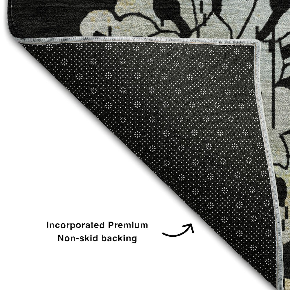 Premium Machine Washable Mayfield AMF856 Black 2'6" x 3'10" Rug. Picture 2