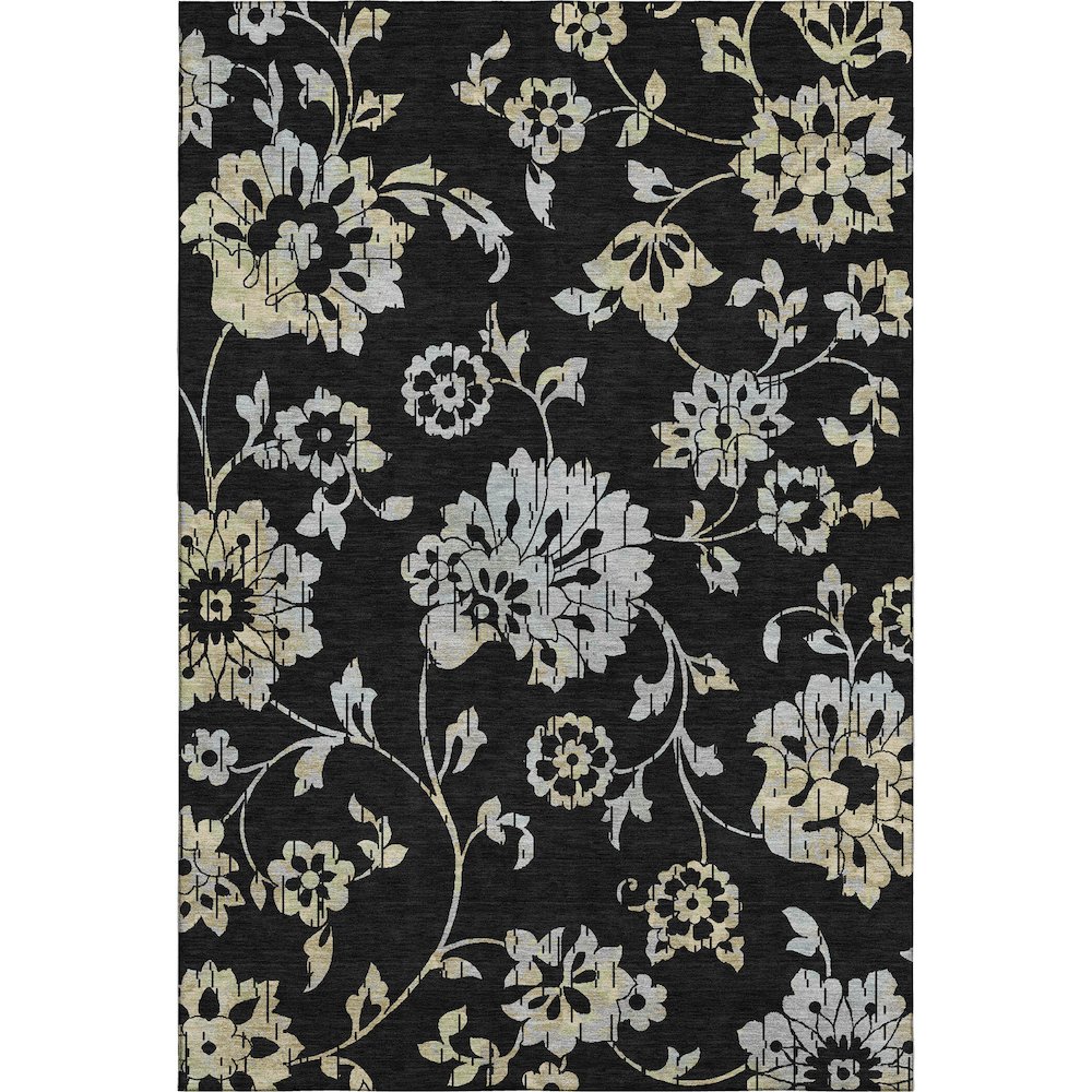 Premium Machine Washable Mayfield AMF856 Black 5' x 7'6" Rug. Picture 1
