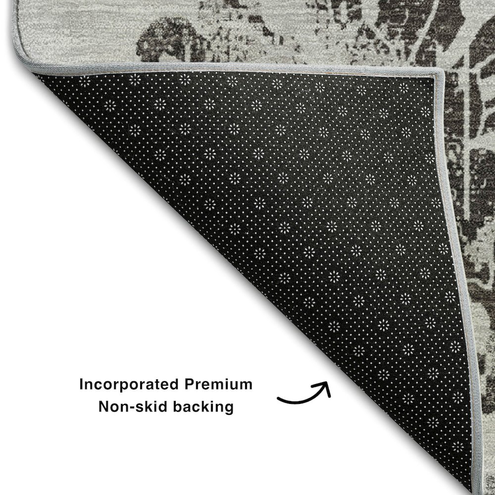 Premium Machine Washable Mayfield AMF856 Gray 2'6" x 3'10" Rug. Picture 2
