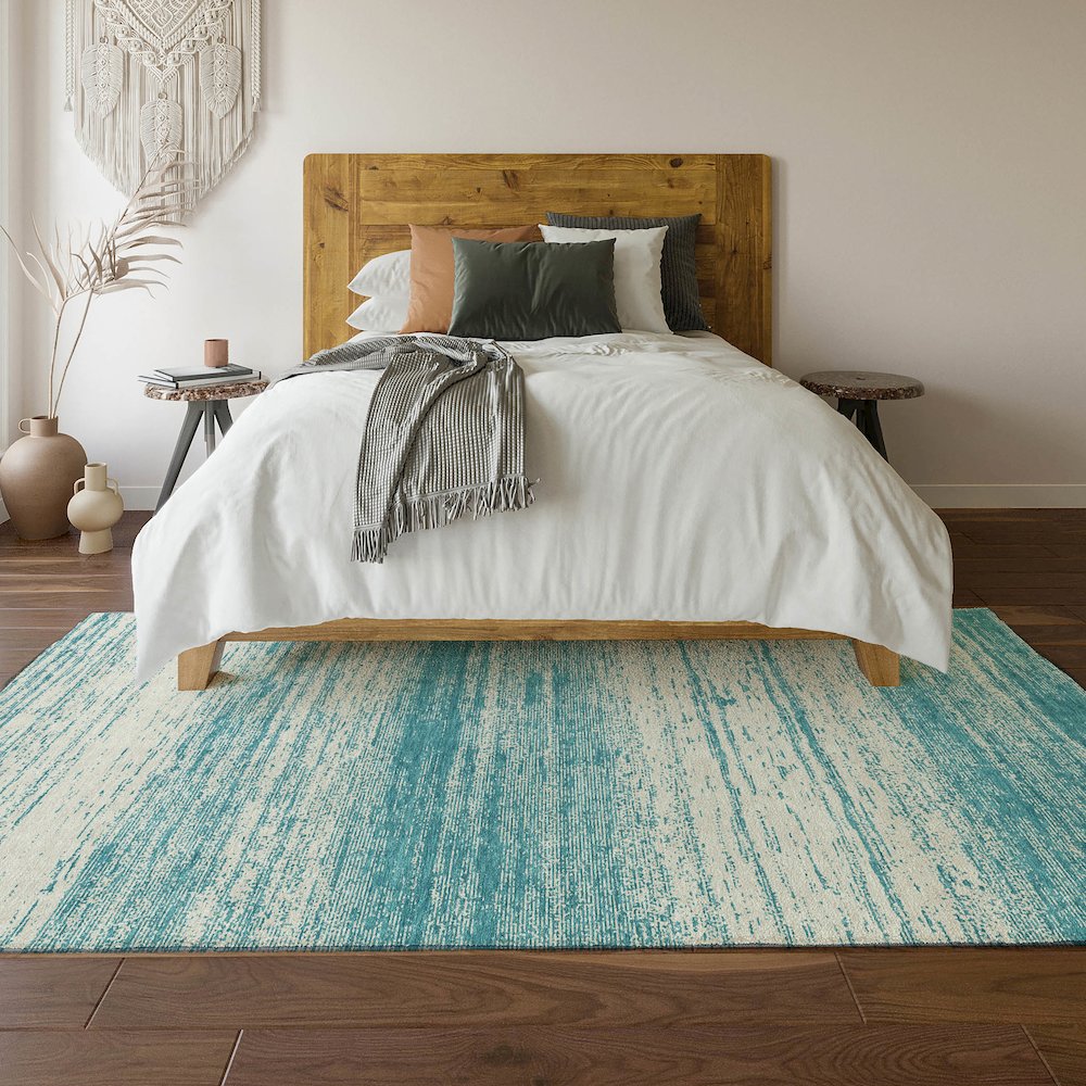 Premium Machine Washable Mayfield AMF859 Teal 5' x 7'6" Rug. Picture 6