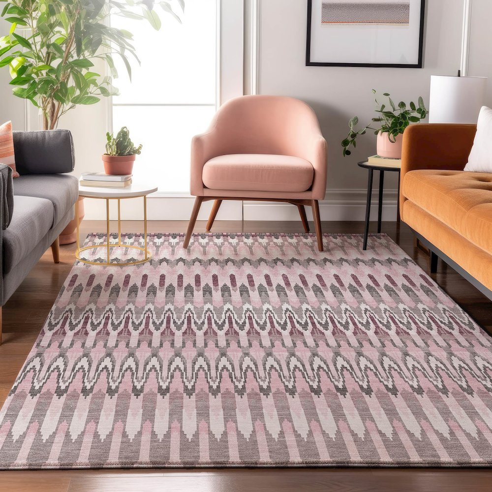 Premium Machine Washable Mayfield AMF860 Pink 5' x 7'6" Rug. Picture 5