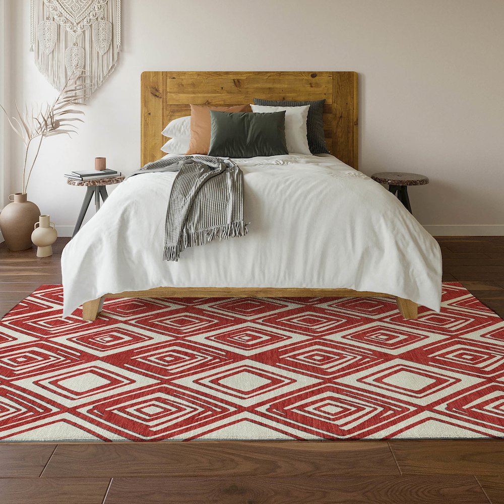 Premium Machine Washable Mayfield AMF862 Red 5' x 7'6" Rug. Picture 6
