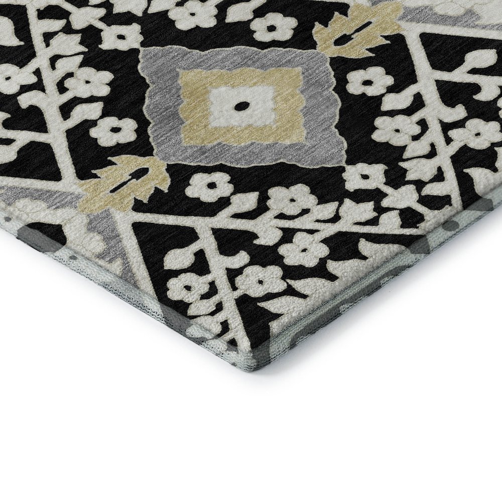 Premium Machine Washable Mayfield AMF863 Black 2'6" x 3'10" Rug. Picture 3
