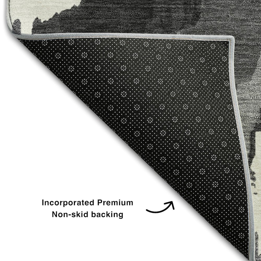 Premium Machine Washable Mayfield AMF865 Black 2'6" x 3'10" Rug. Picture 2