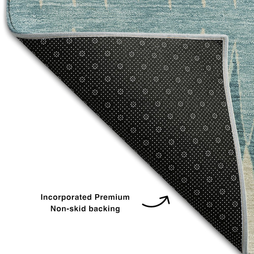 Premium Machine Washable Mayfield AMF867 Teal 2'6" x 3'10" Rug. Picture 2