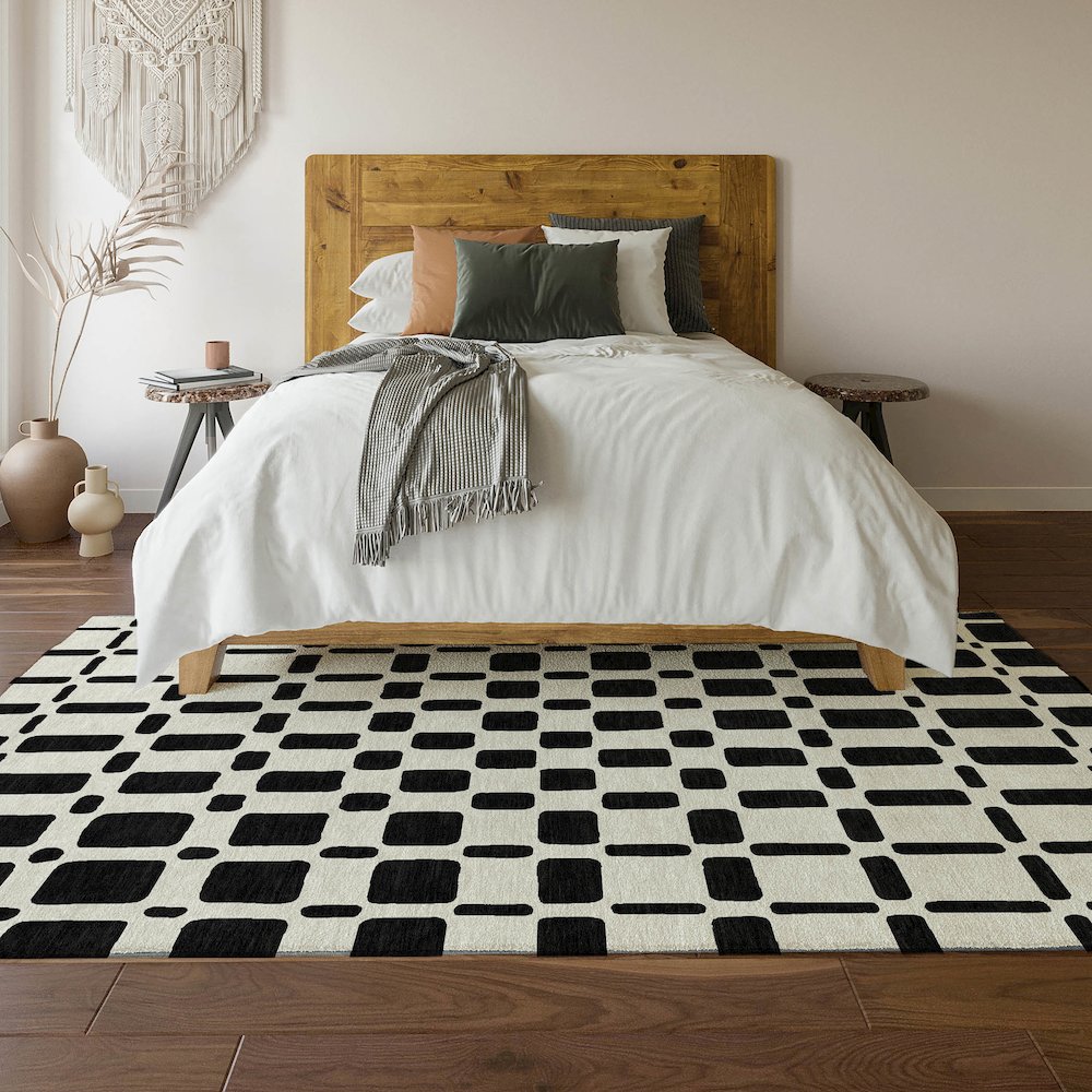 Premium Machine Washable Mayfield AMF871 Black 5' x 7'6" Rug. Picture 6