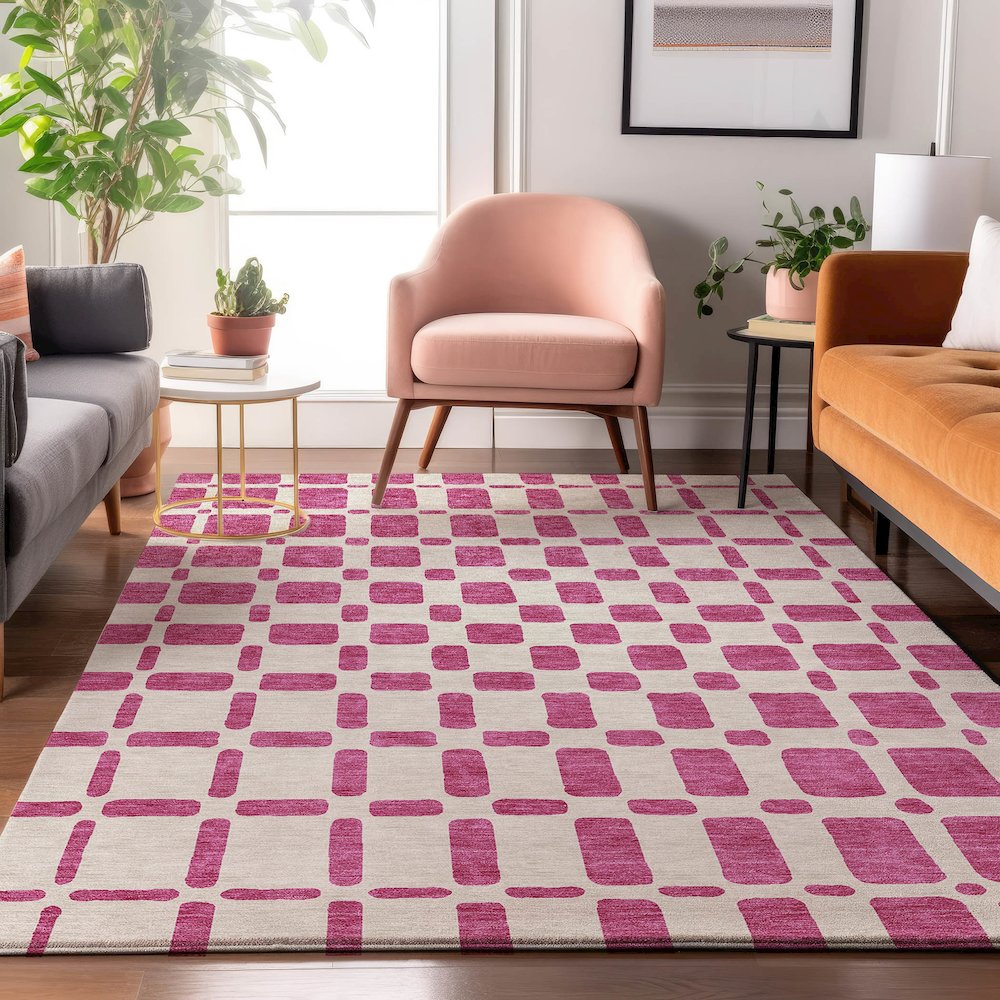 Premium Machine Washable Mayfield AMF871 Blush 5' x 7'6" Rug. Picture 5