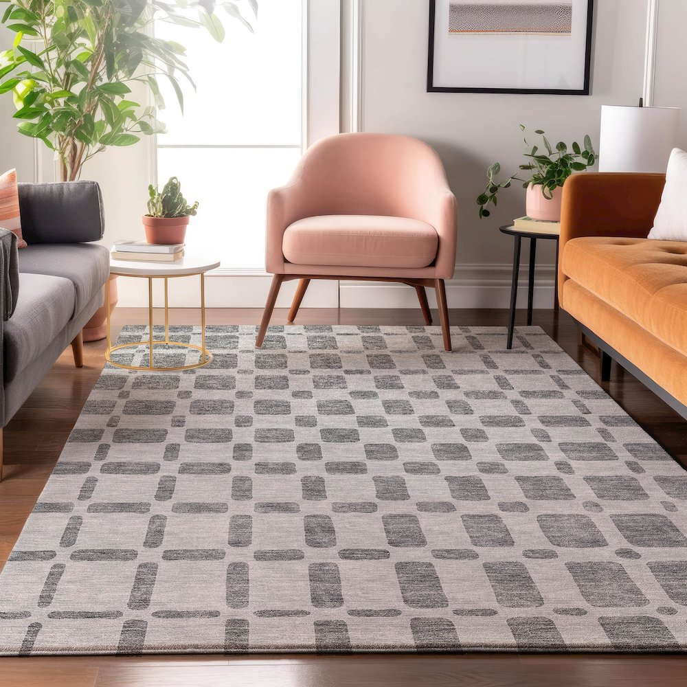 Premium Machine Washable Mayfield AMF871 Gray 5' x 7'6" Rug. Picture 5