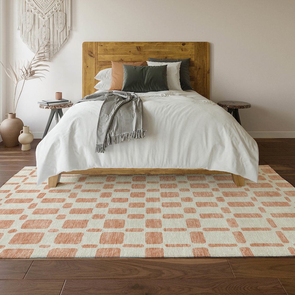 Premium Machine Washable Mayfield AMF871 Peach 5' x 7'6" Rug. Picture 6