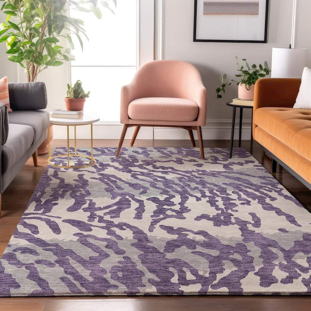 Premium Machine Washable Mayfield AMF873 Purple 5' x 7'6" Rug. Picture 5