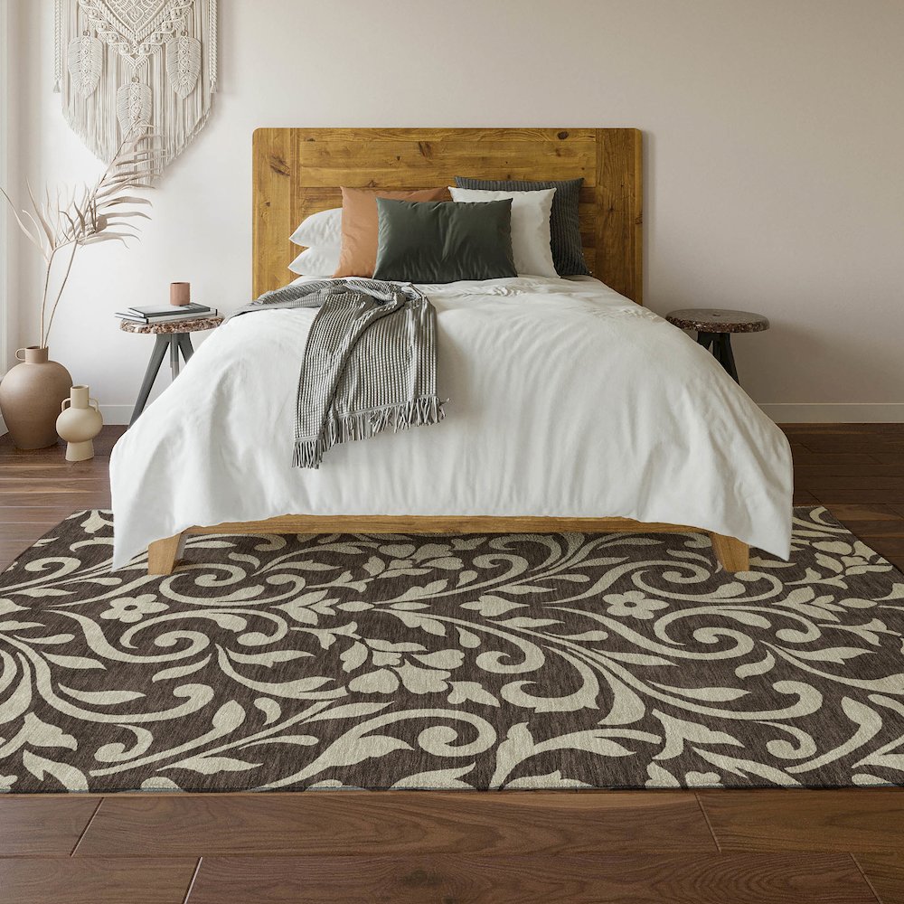 Premium Machine Washable Mayfield AMF875 Chocolate 5' x 7'6" Rug. Picture 6