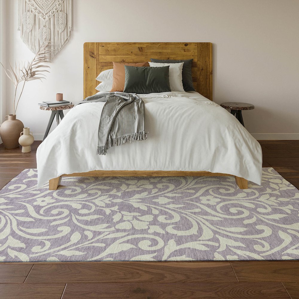 Premium Machine Washable Mayfield AMF875 Lavender 5' x 7'6" Rug. Picture 6