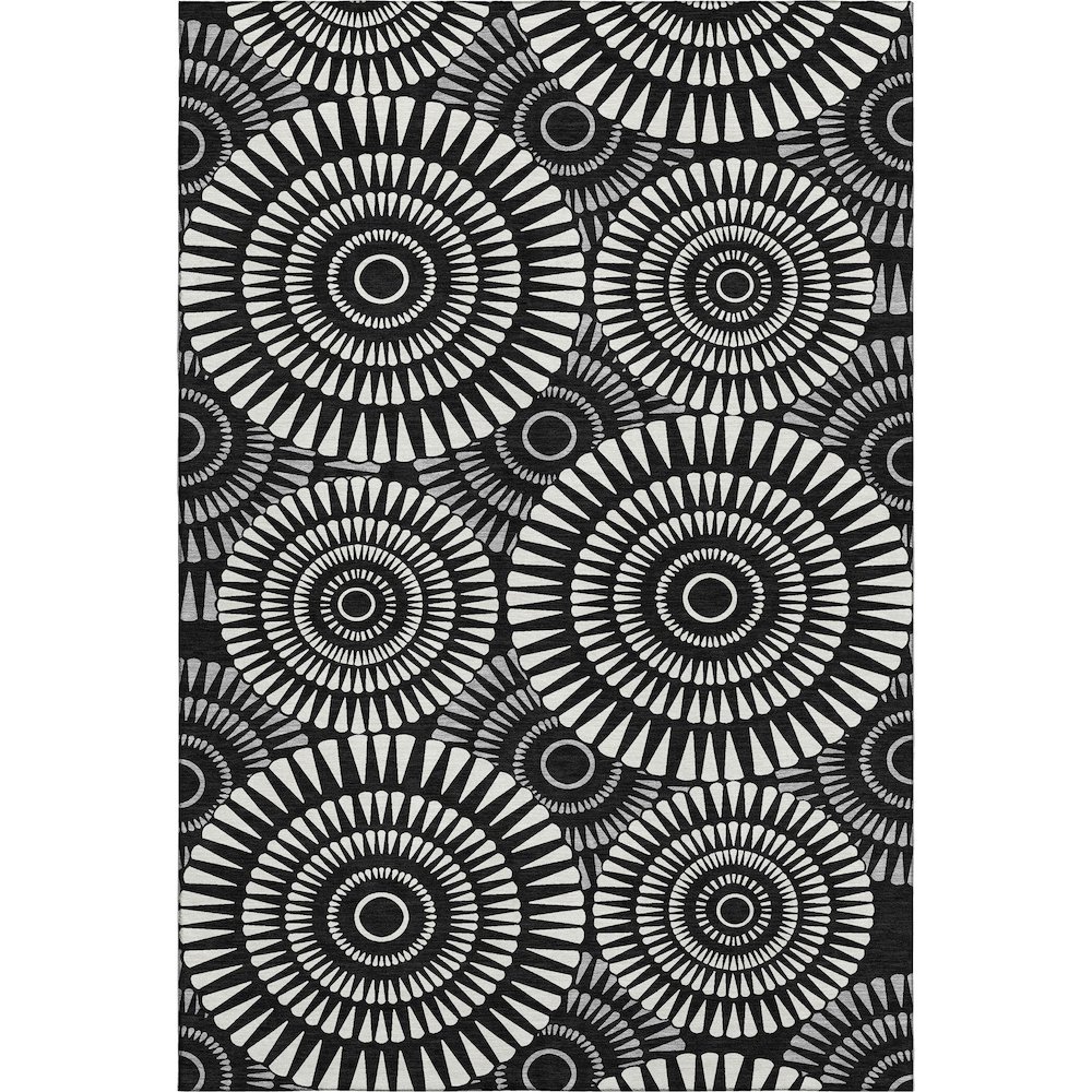 Premium Machine Washable Mayfield AMF877 Black 5' x 7'6" Rug. Picture 1