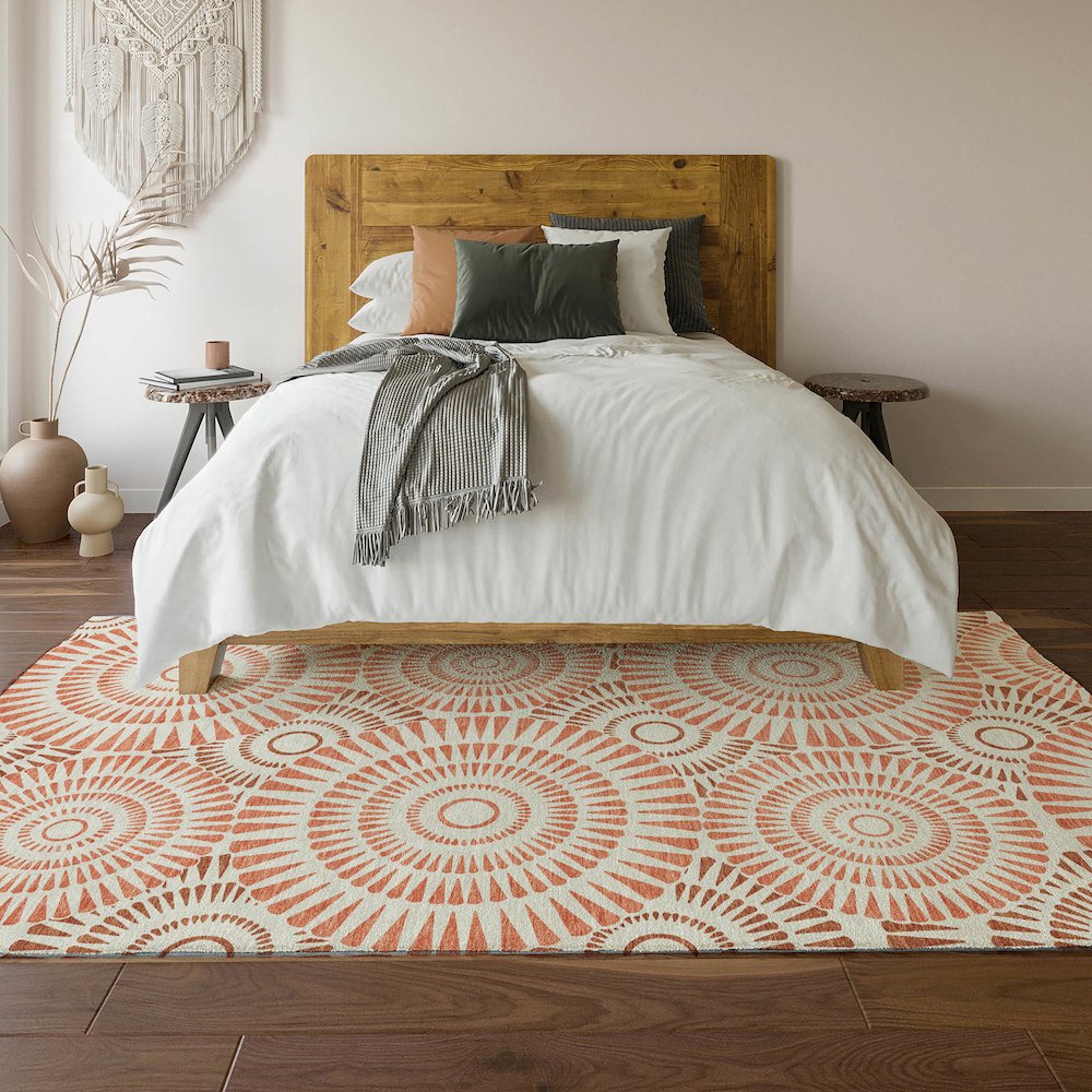 Premium Machine Washable Mayfield AMF877 Coral 5' x 7'6" Rug. Picture 6