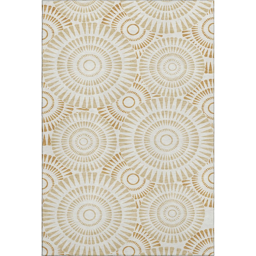 Premium Machine Washable Mayfield AMF877 Gold 5' x 7'6" Rug. Picture 1