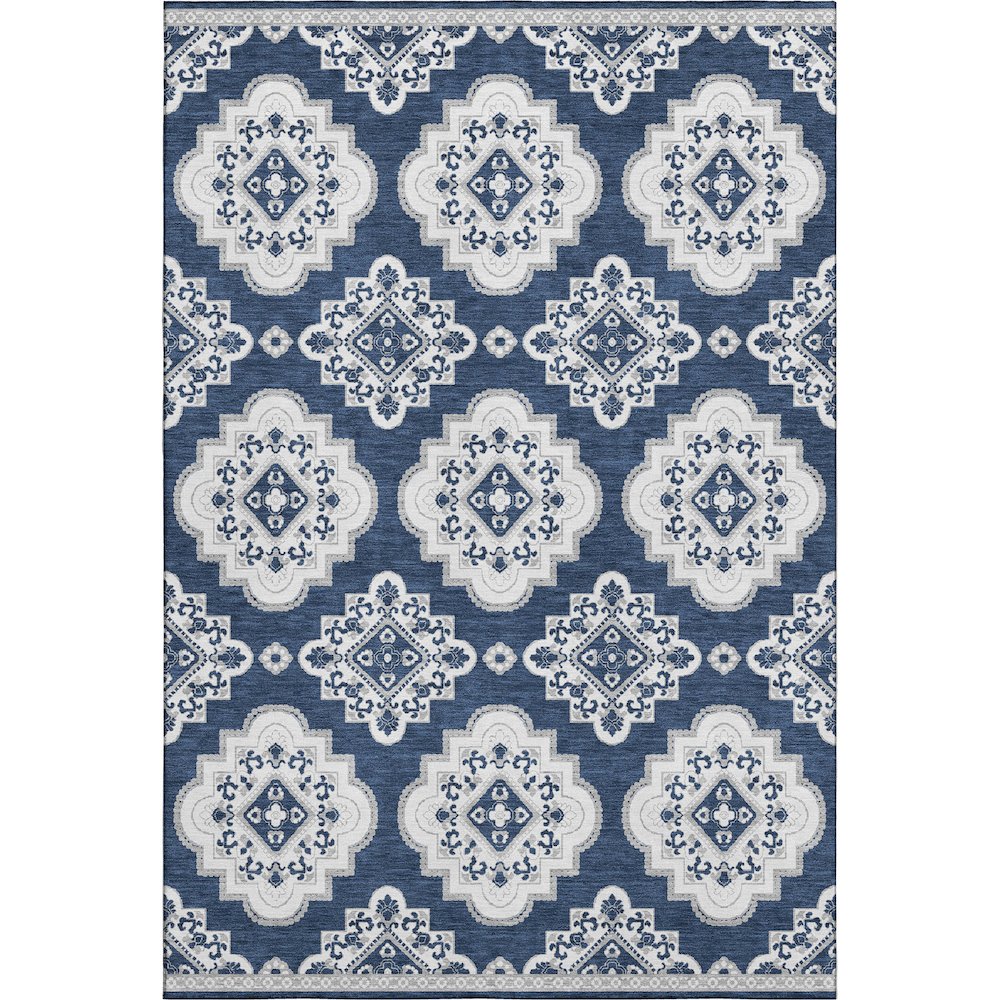 Premium Machine Washable Mayfield AMF878 Navy 5' x 7'6" Rug. Picture 1