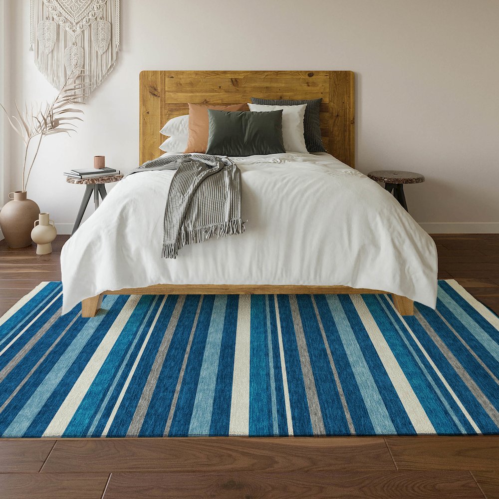 Premium Machine Washable Mayfield AMF879 Denim 5' x 7'6" Rug. Picture 6