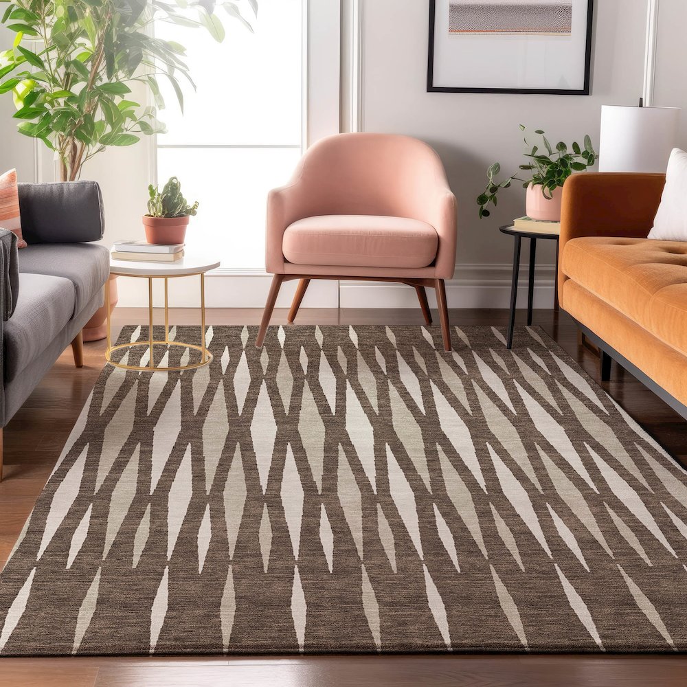 Premium Machine Washable Mayfield AMF881 Brown 5' x 7'6" Rug. Picture 5