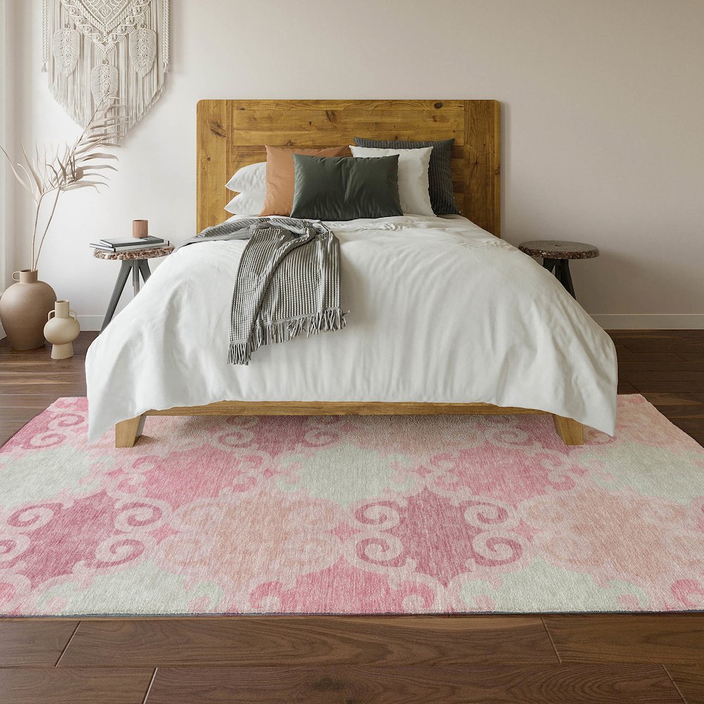 Premium Machine Washable Mayfield AMF883 Pink 5' x 7'6" Rug. Picture 6