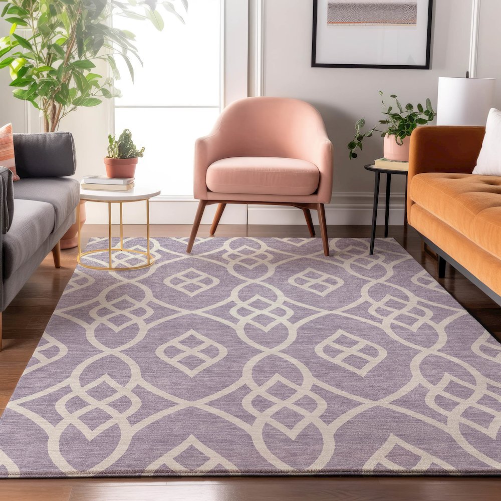 Premium Machine Washable Mayfield AMF884 Lavender 5' x 7'6" Rug. Picture 5