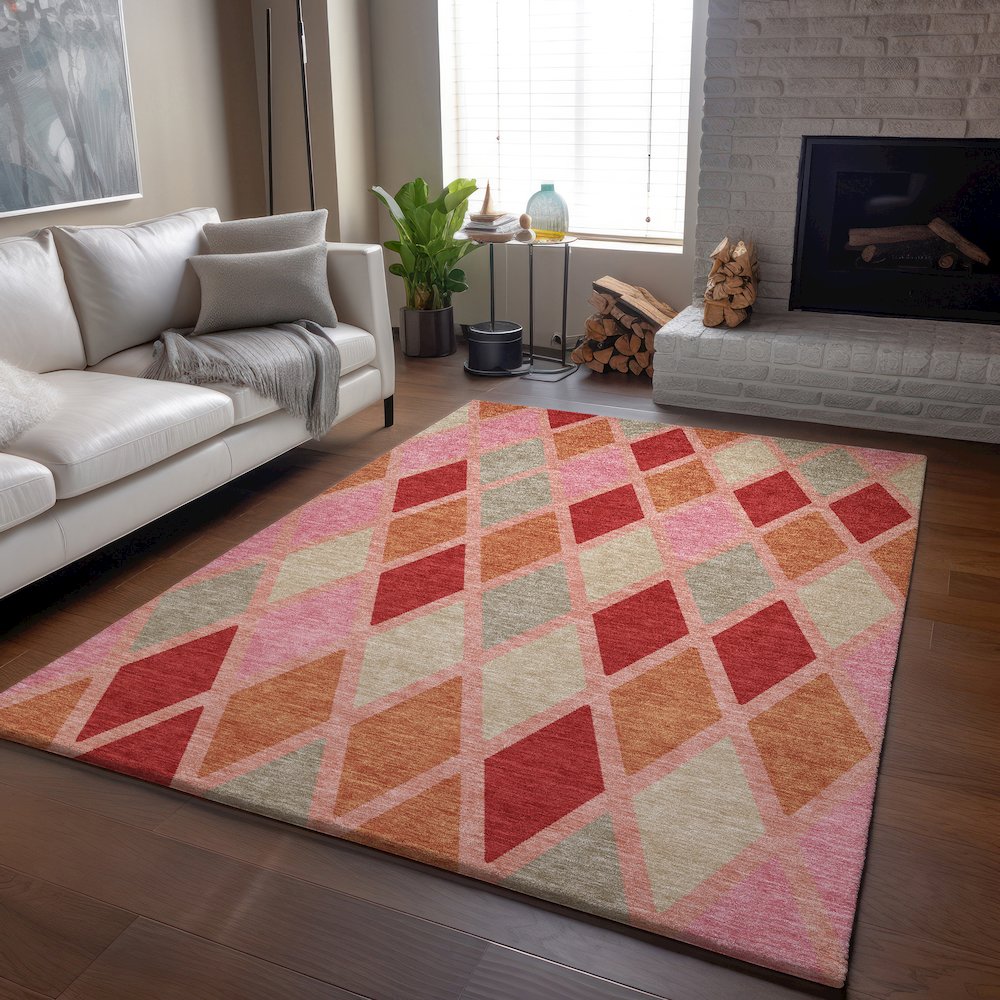 Premium Machine Washable Mayfield AMF887 Pink 5' x 7'6" Rug. Picture 6