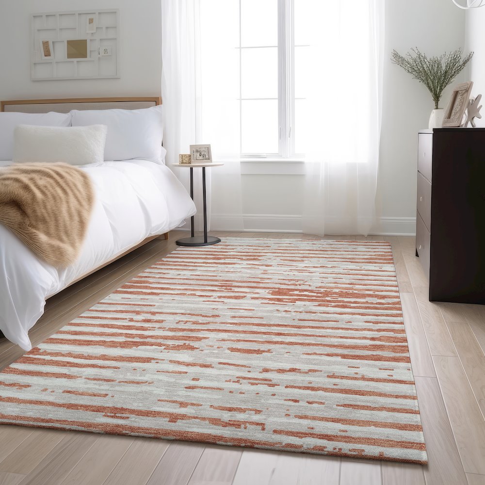 Premium Machine Washable Mayfield AMF888 Coral 5' x 7'6" Rug. Picture 5