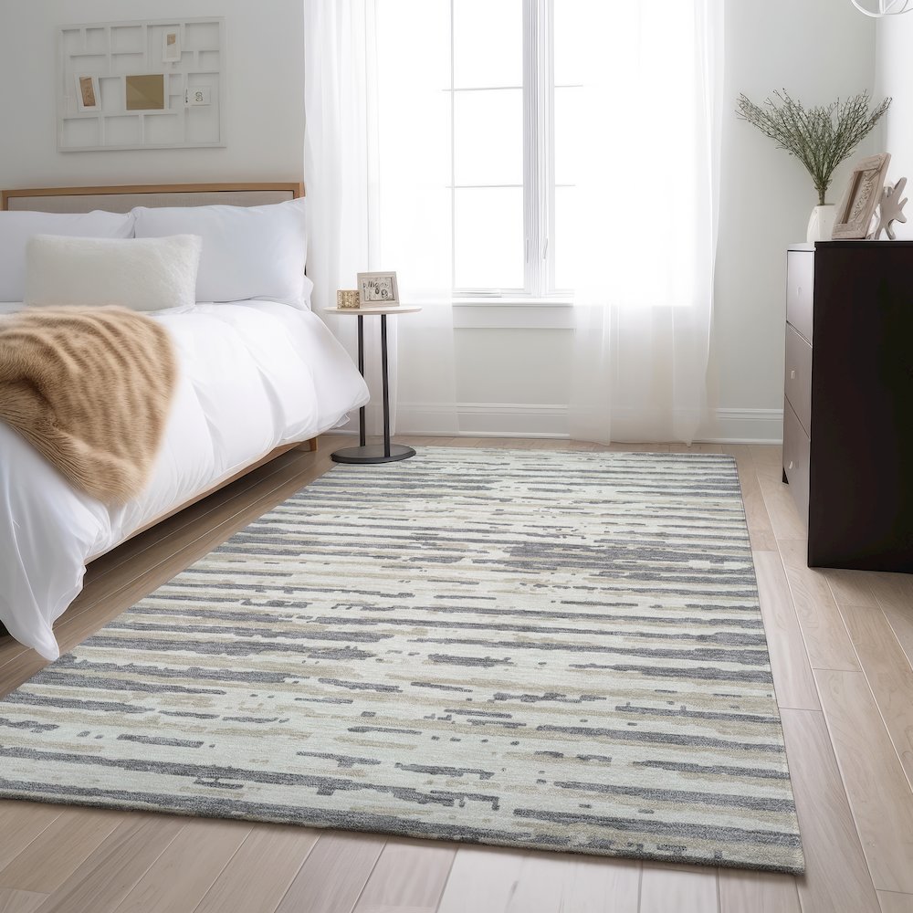 Premium Machine Washable Mayfield AMF888 Gray 5' x 7'6" Rug. Picture 5