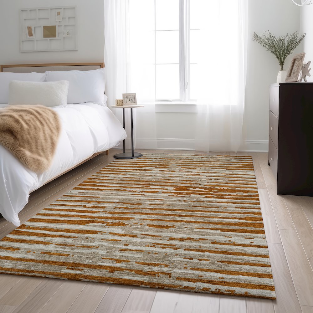 Premium Machine Washable Mayfield AMF888 Paprika 5' x 7'6" Rug. Picture 5