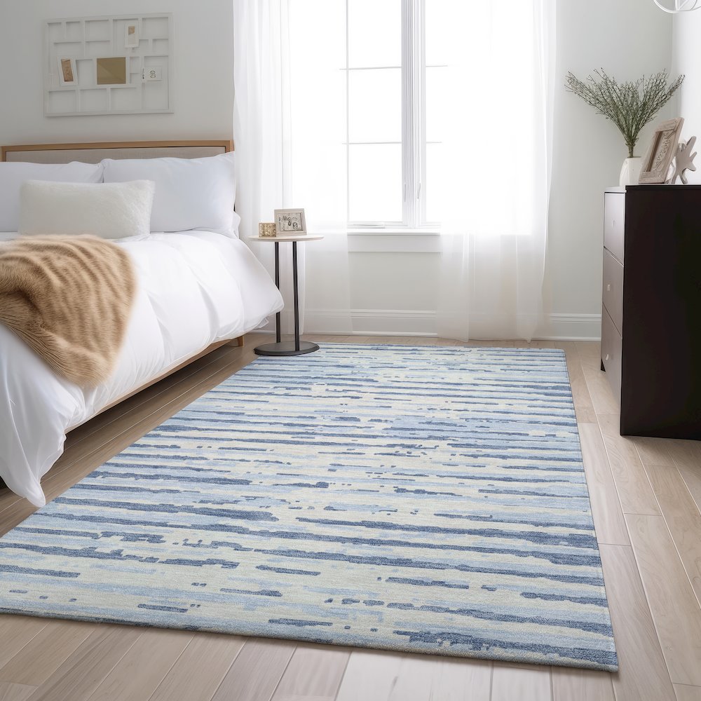 Premium Machine Washable Mayfield AMF888 Sky 5' x 7'6" Rug. Picture 5