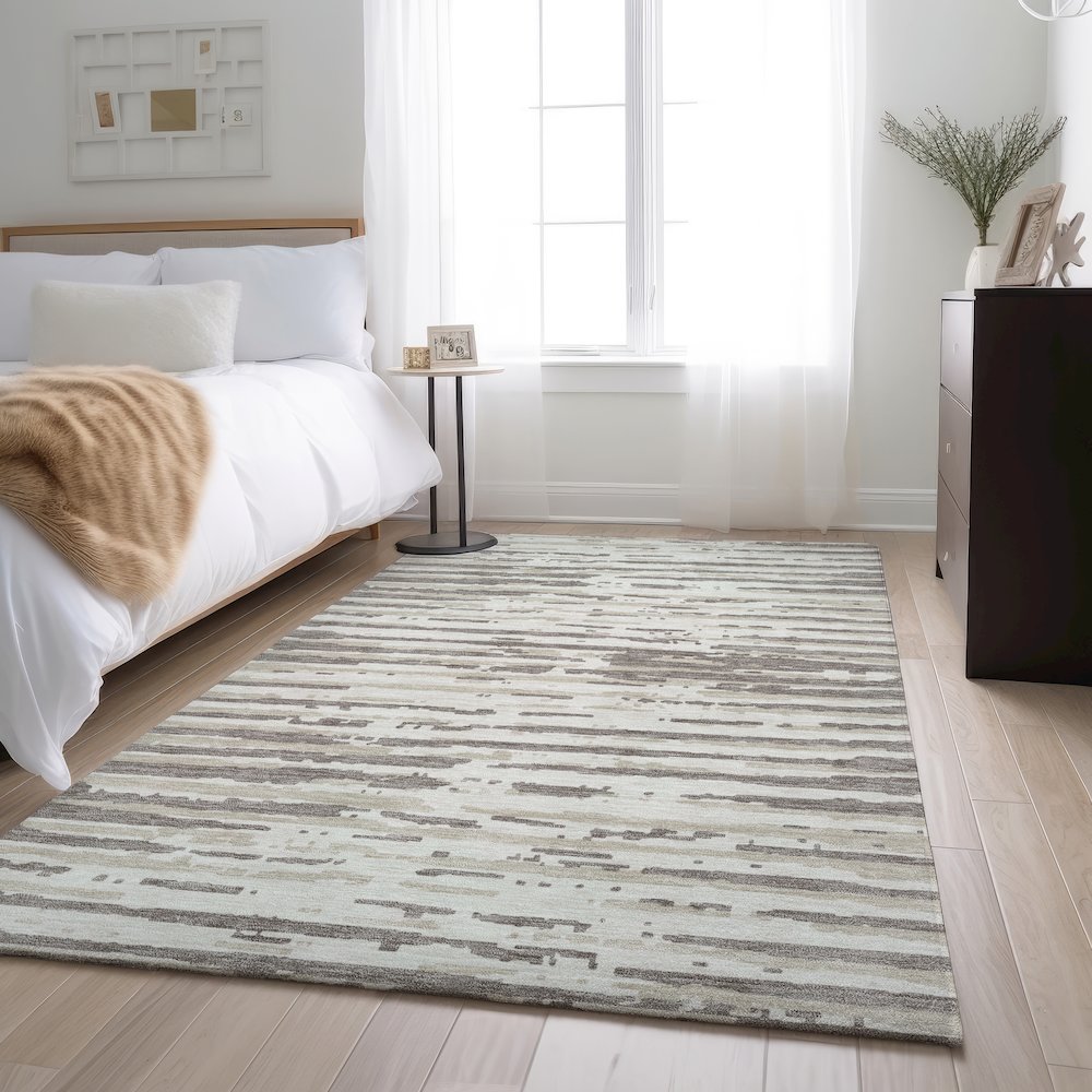 Premium Machine Washable Mayfield AMF888 Taupe 5' x 7'6" Rug. Picture 5