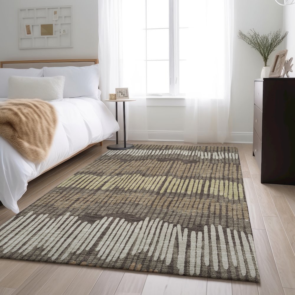 Premium Machine Washable Mayfield AMF889 Brown 5' x 7'6" Rug. Picture 5