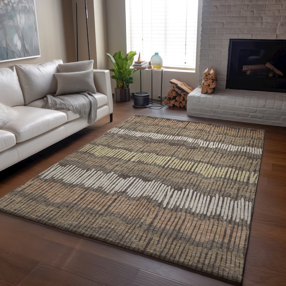 Premium Machine Washable Mayfield AMF889 Brown 5' x 7'6" Rug. Picture 6