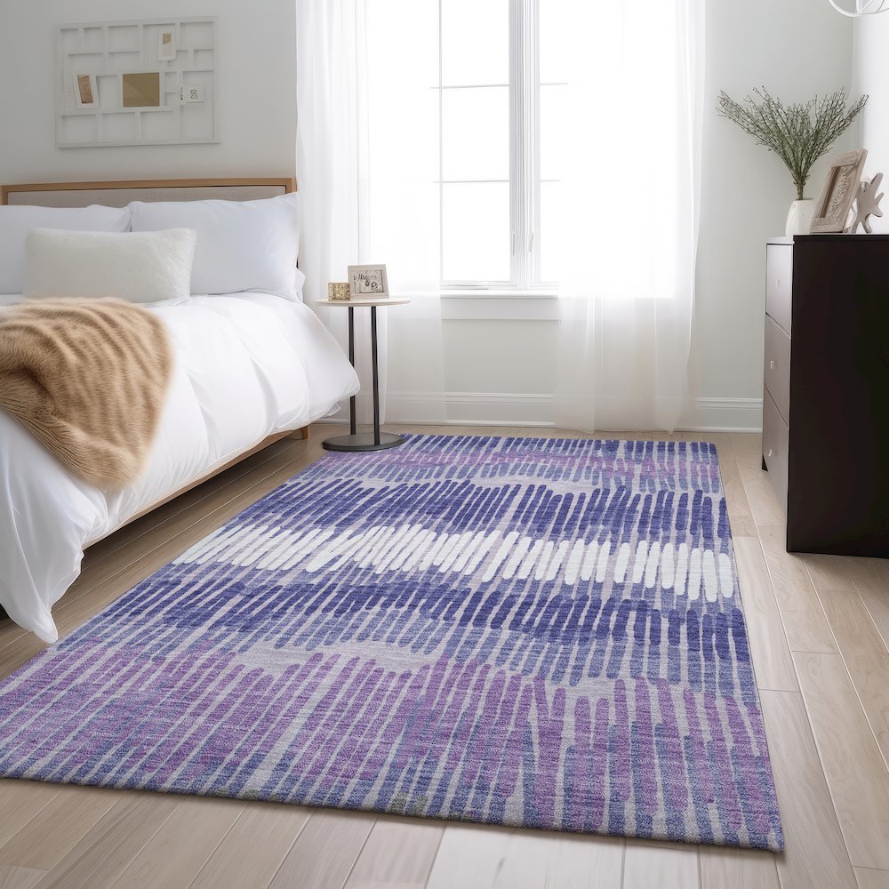 Premium Machine Washable Mayfield AMF889 Purple 5' x 7'6" Rug. Picture 5