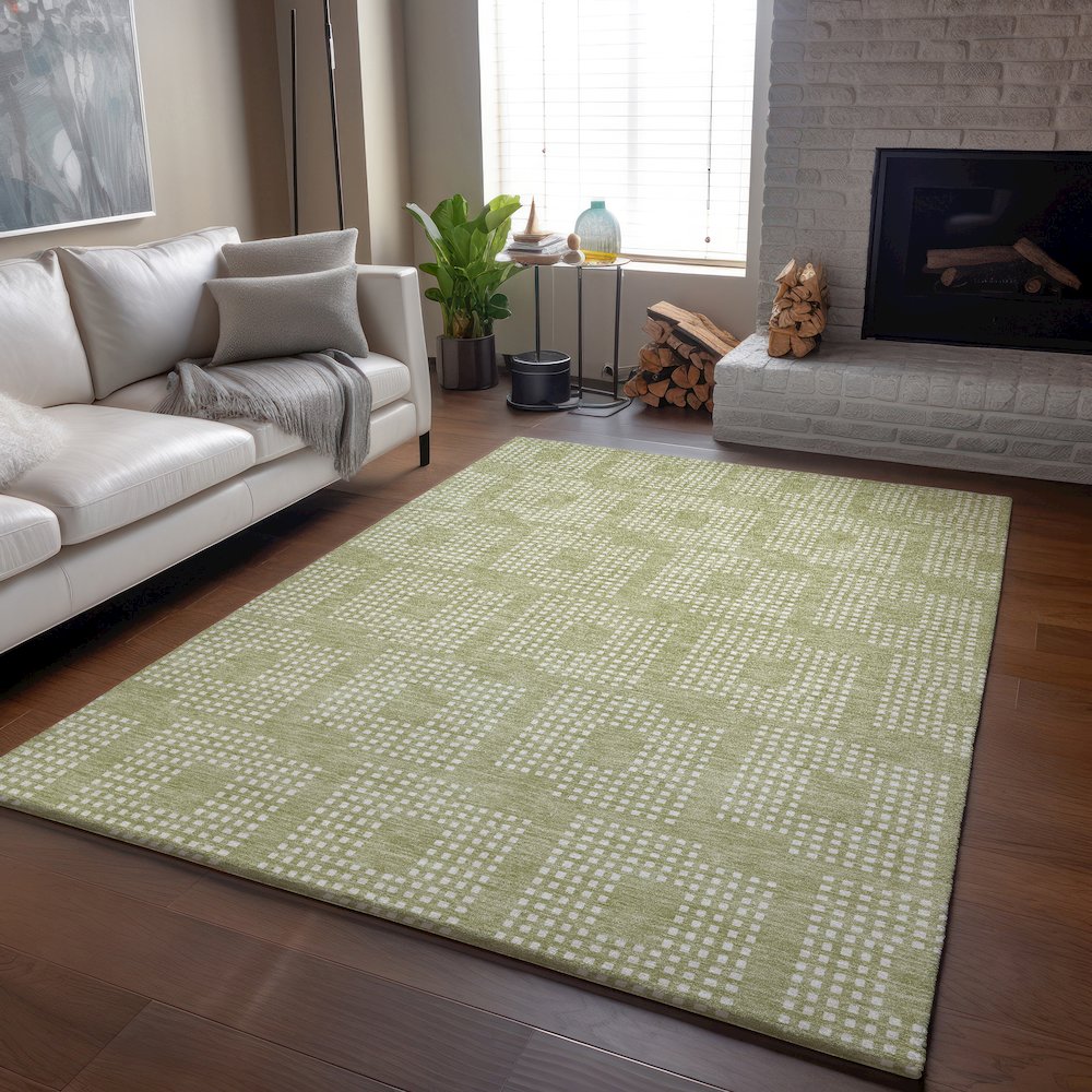 Premium Machine Washable Mayfield AMF890 Aloe 5' x 7'6" Rug. Picture 6
