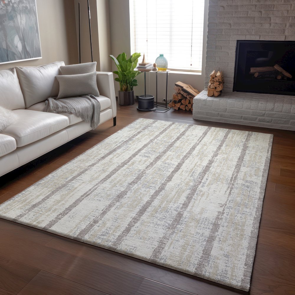 Premium Machine Washable Mayfield AMF892 Ivory 5' x 7'6" Rug. Picture 6