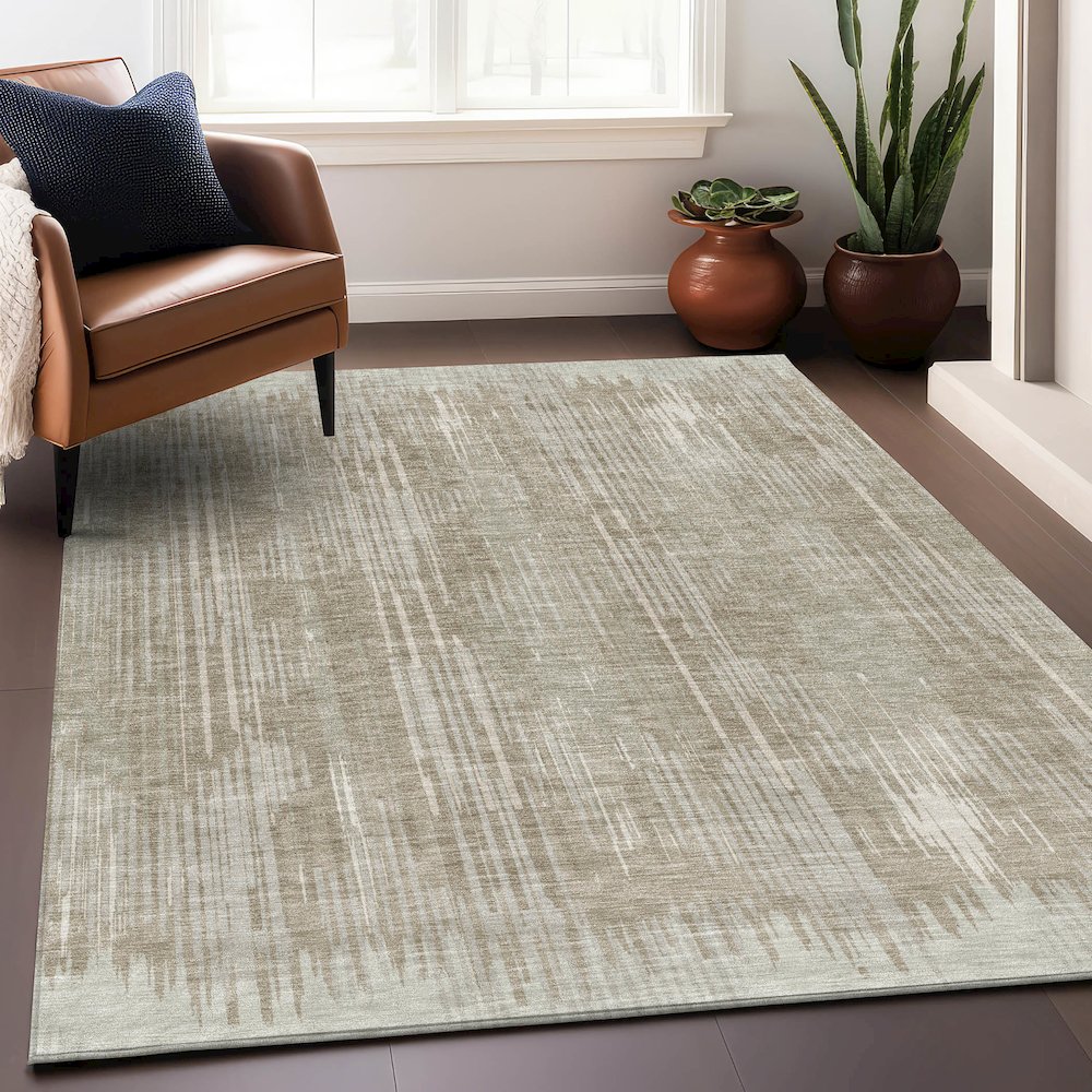 Premium Machine Washable Mayfield AMF893 Beige 5' x 7'6" Rug. Picture 5