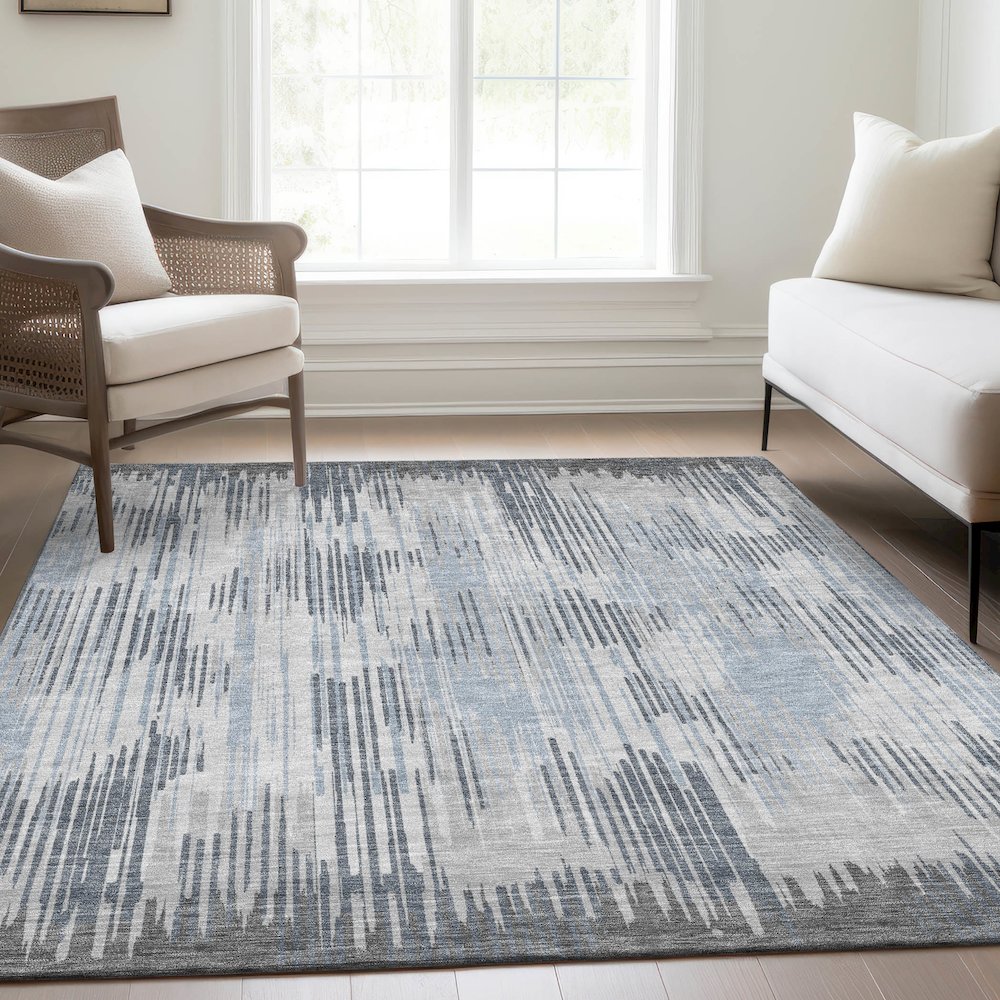 Premium Machine Washable Mayfield AMF893 Gray 5' x 7'6" Rug. Picture 6