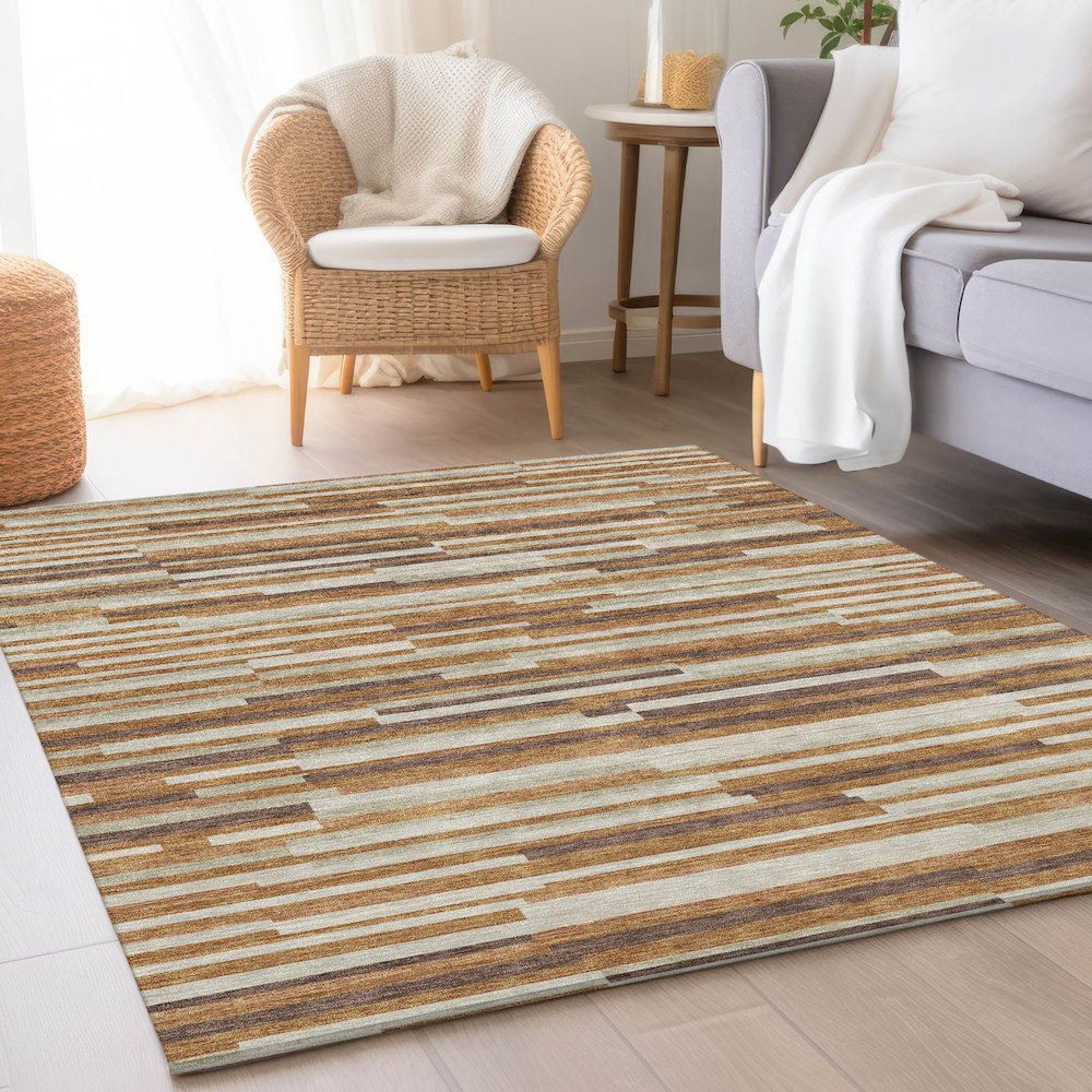 Premium Machine Washable Mayfield AMF894 Paprika 5' x 7'6" Rug. Picture 5